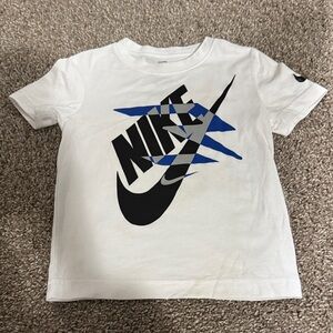 Nike Kids White Tee with Blue and Black Graphic